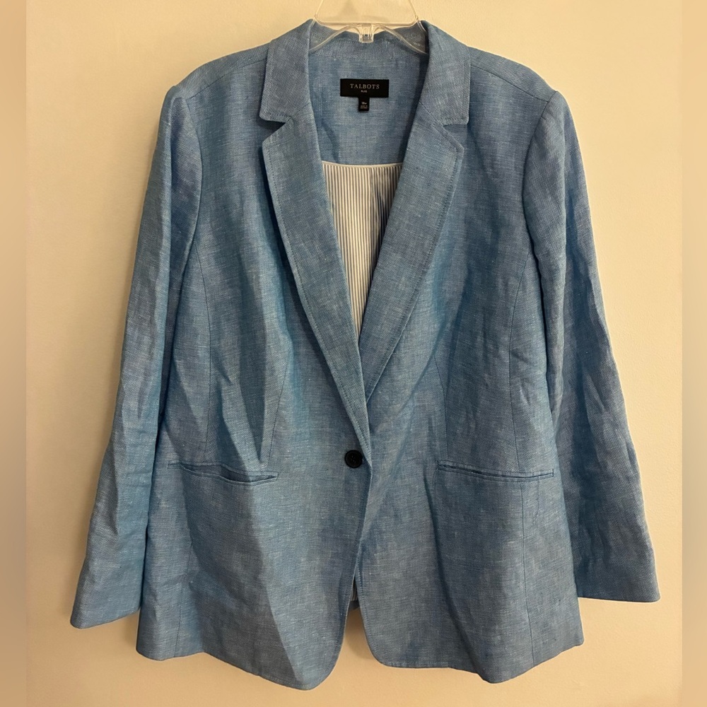 Talbots Linen Blazer in Blue, sz 18W